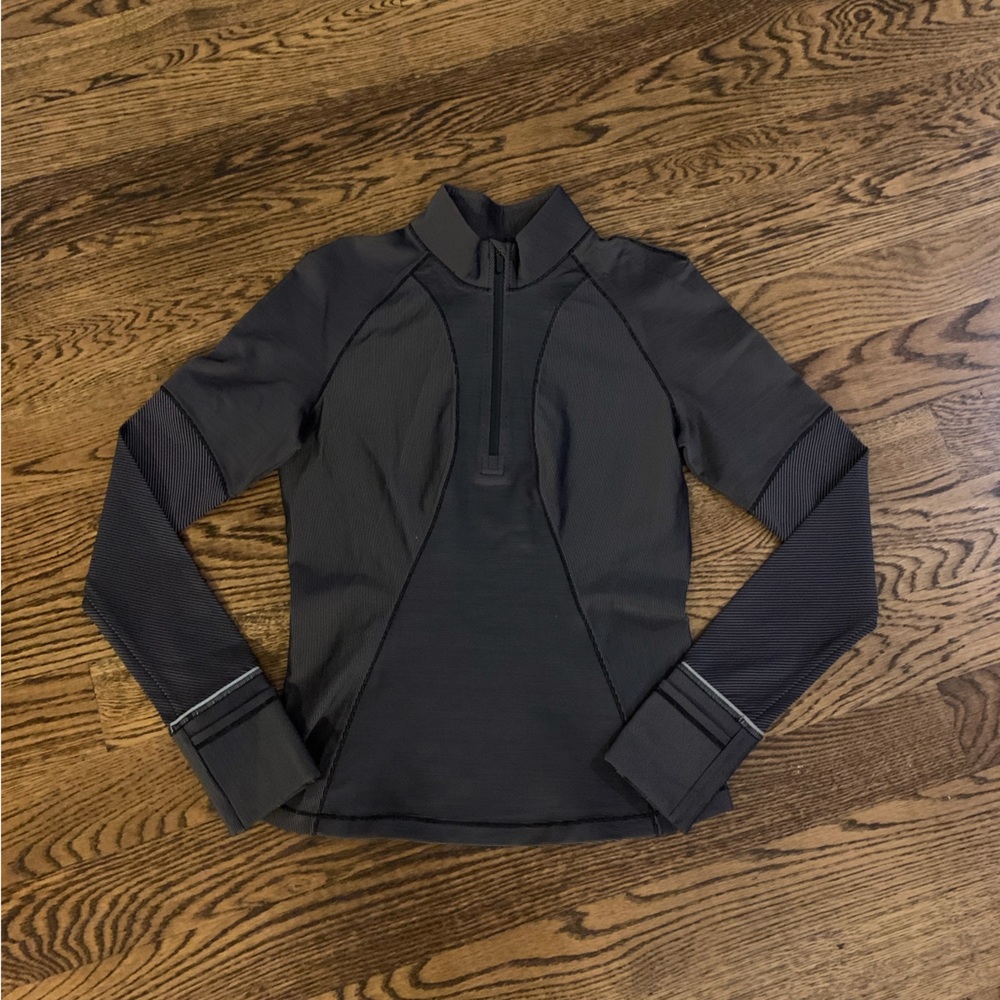 Two-Tone Ribbed Running Half Zip - Picture 2 of 5